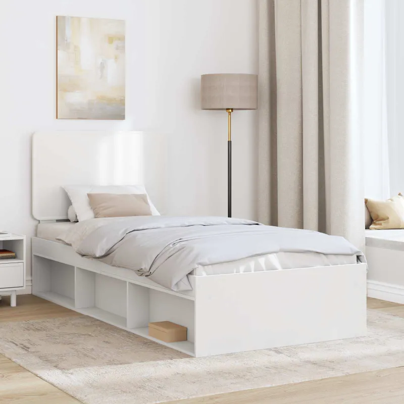 Lovos rėmas Balta 75 x 190 cm Kietos pušies mediena