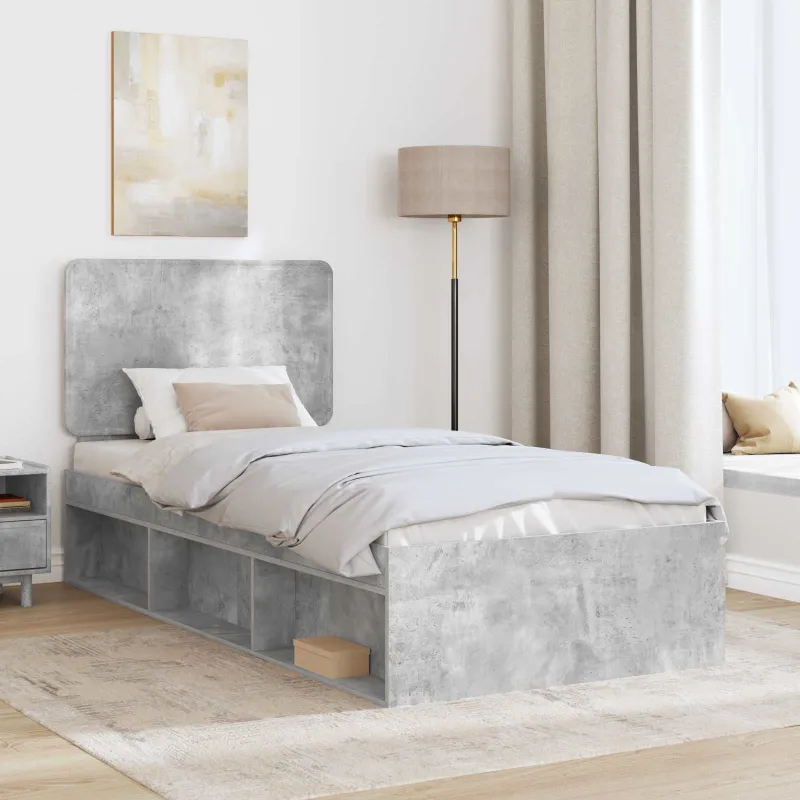 Lovos rėmas Betono pilka 75 x 190 cm Kietos pušies mediena