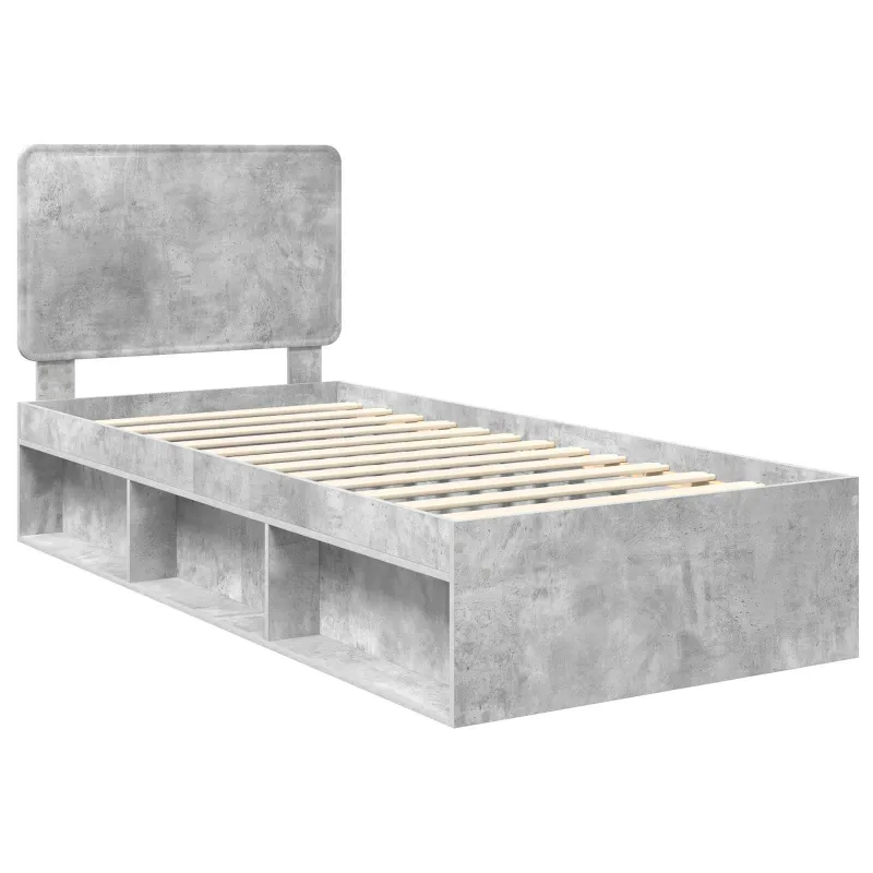 Lovos rėmas Betono pilka 75 x 190 cm Kietos pušies mediena
