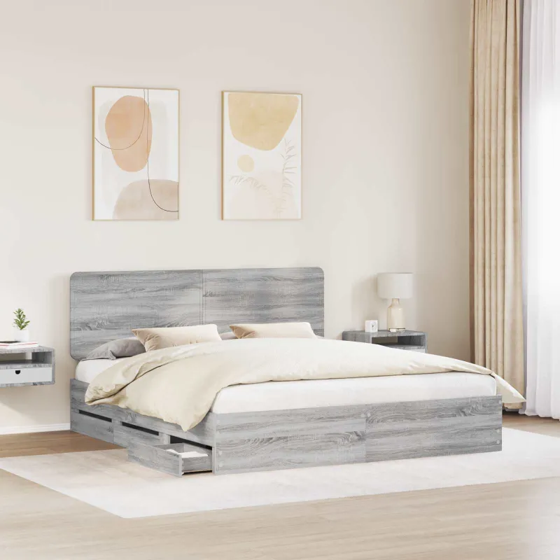 Lovos rėmas Pilkas Sonoma 180 x 200 cm Inžinerinė mediena