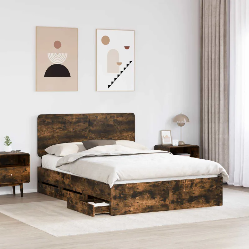 Lovos rėmas Rūkyta ąžuolas 140 x 190 cm Inžinerinė mediena