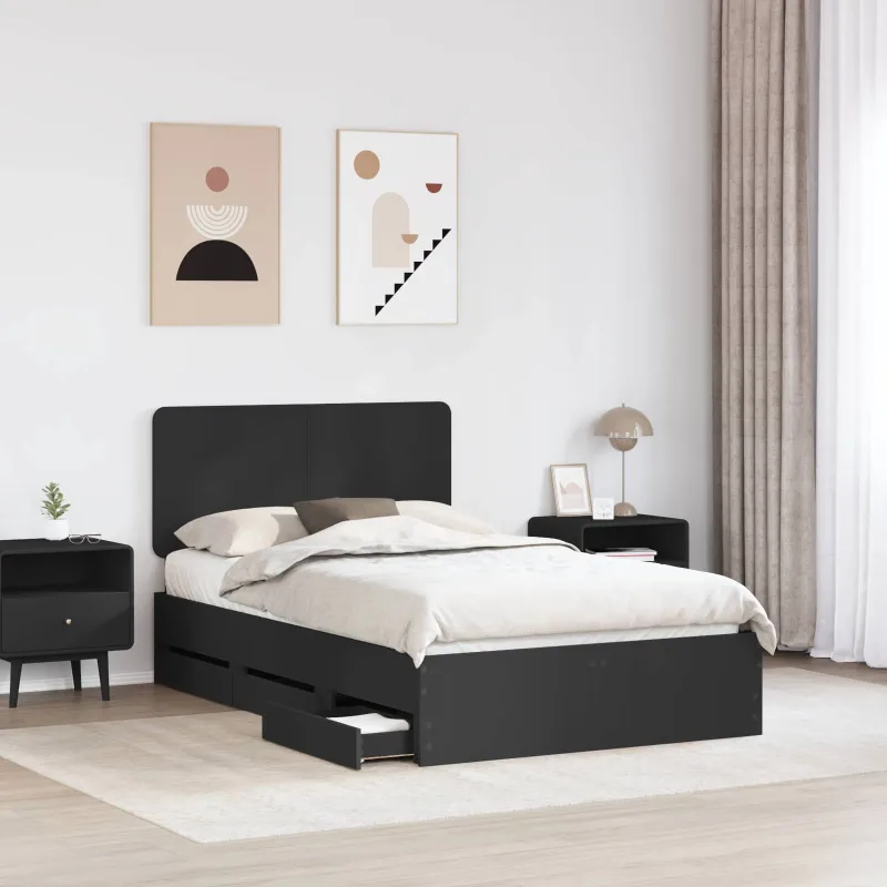 Lovos rėmas su stalčių Juoda 120 x 190 cm Inžinerinė mediena