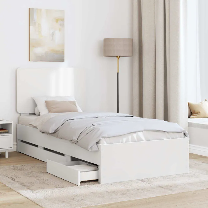 Lovos rėmas su stalčių Balta 75 x 190 cm Inžinerinė mediena