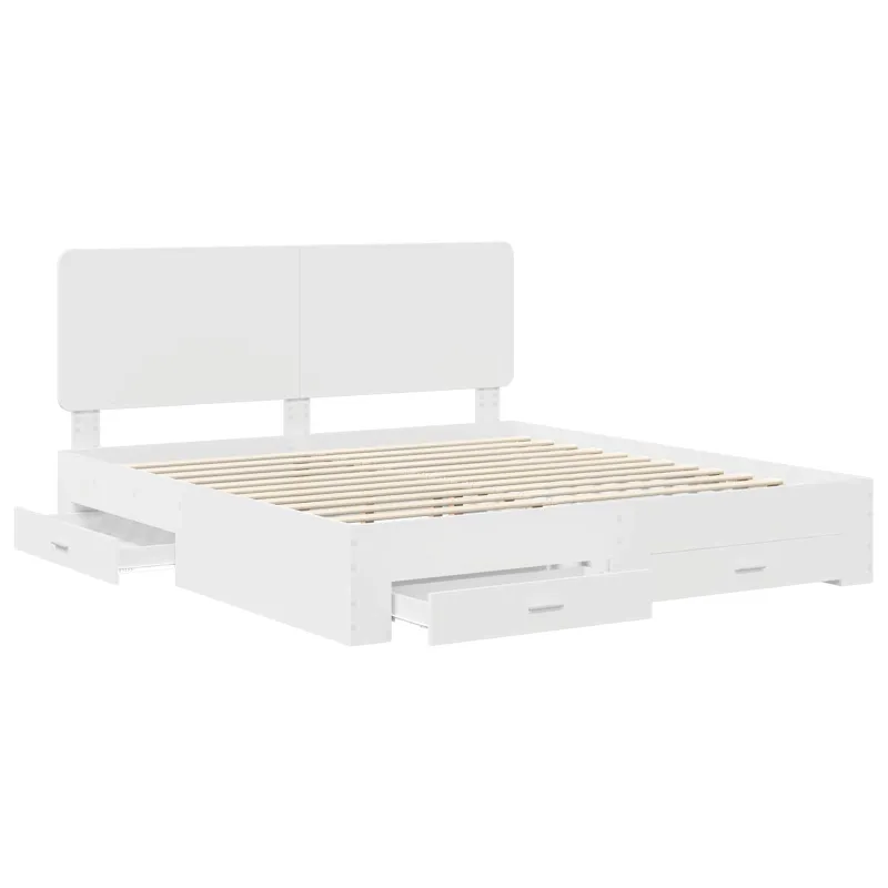 Lovos rėmas su galvūgalio Balta 180 x 200 cm Apdirbta mediena