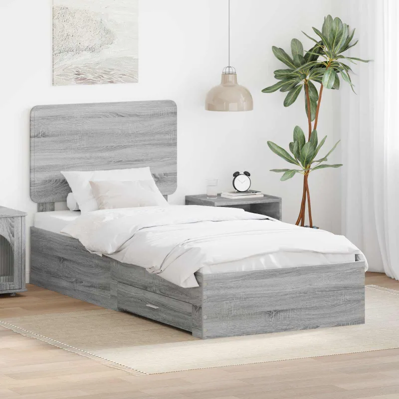Lovos rėmas Pilkas Sonoma 90 x 190 cm Apdirbta mediena