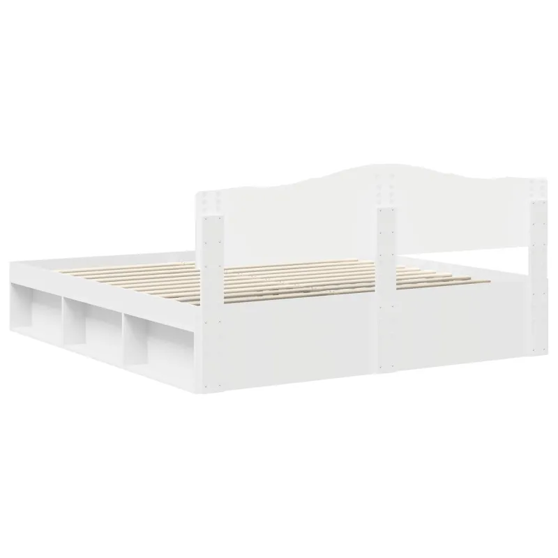 Lovos rėmas Balta 200 x 200 cm Kietos pušies mediena