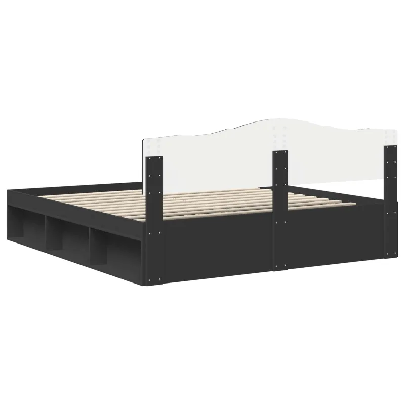 Lovos rėmas Juoda 200 x 200 cm Kietos pušies mediena