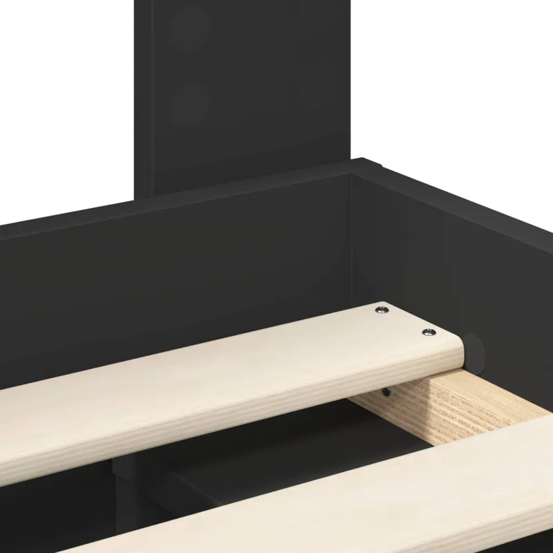 Lovos rėmas Juoda 200 x 200 cm Kietos pušies mediena