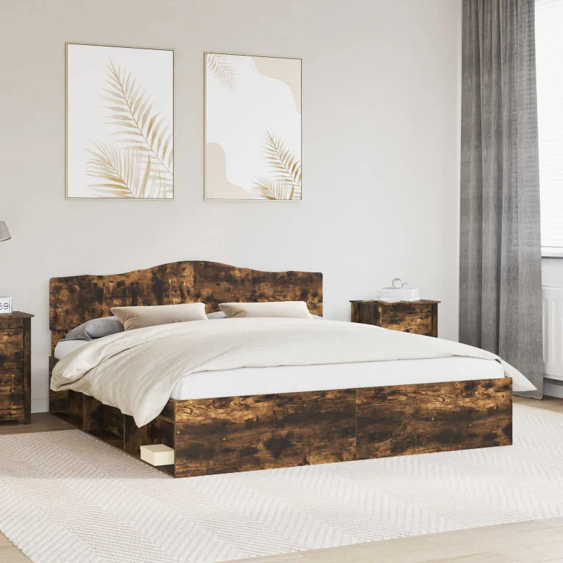 Lovos rėmas Rūkyta ąžuolas 200 x 200 cm Kietos pušies mediena