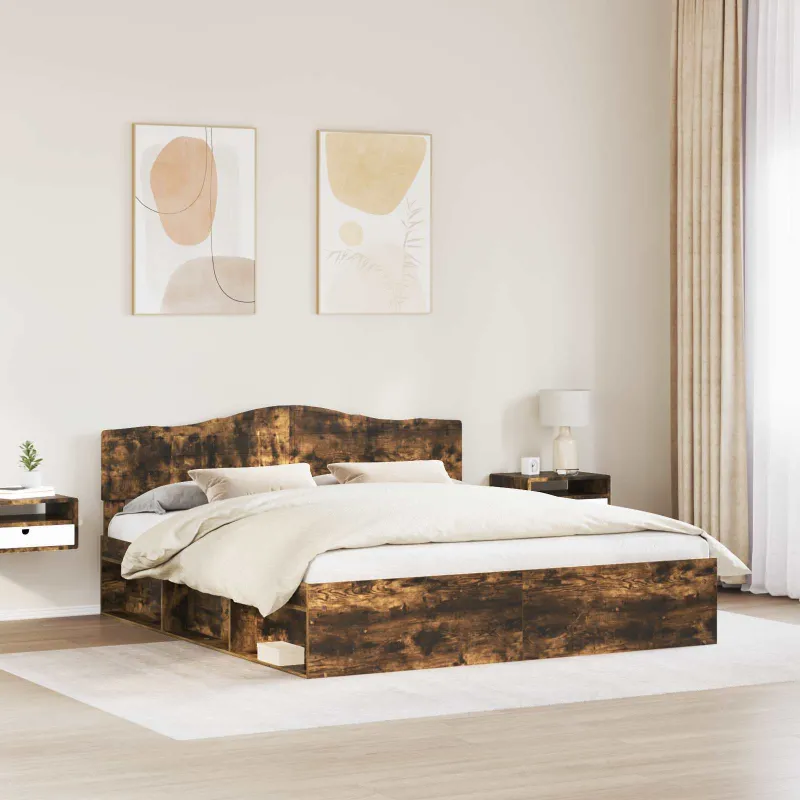 Lovos rėmas Rūkyta ąžuolas 200 x 200 cm Kietos pušies mediena