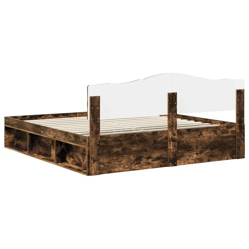 Lovos rėmas Rūkyta ąžuolas 200 x 200 cm Kietos pušies mediena