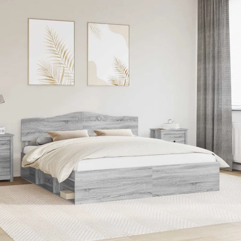Lovos rėmas Pilkas Sonoma 200 x 200 cm Kietos pušies mediena