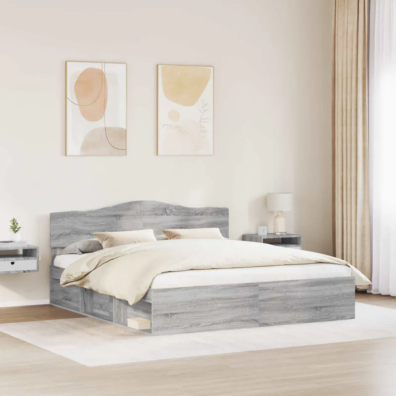 Lovos rėmas Pilkas Sonoma 200 x 200 cm Kietos pušies mediena