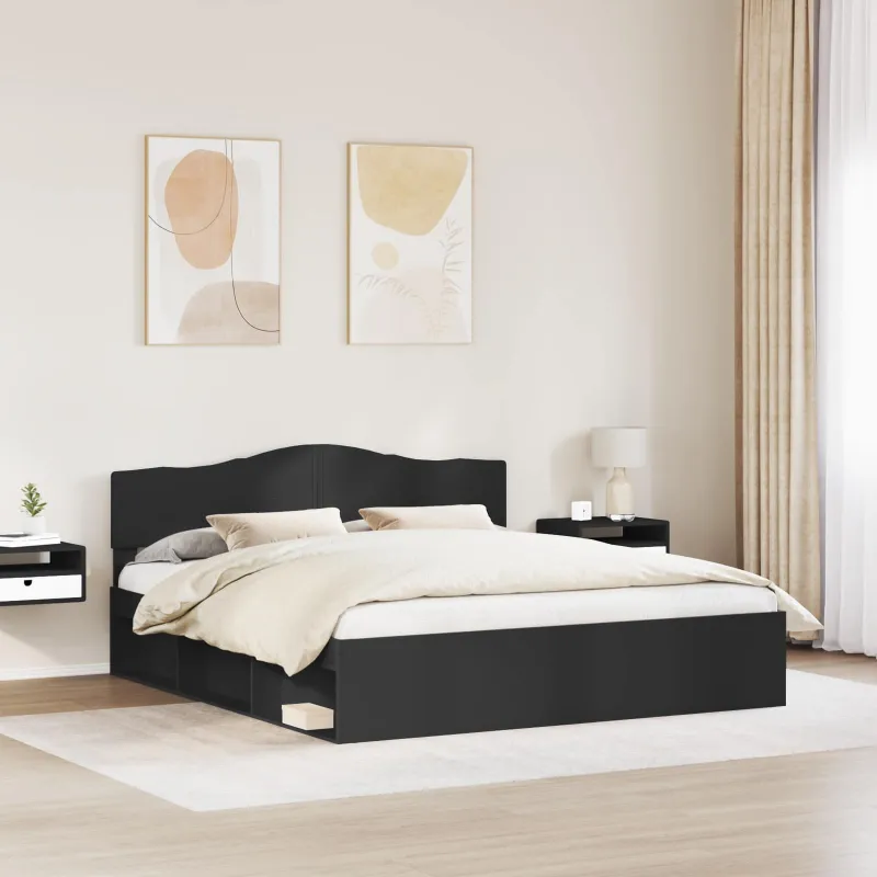 Lovos rėmas Juoda 180 x 200 cm Kietos pušies mediena