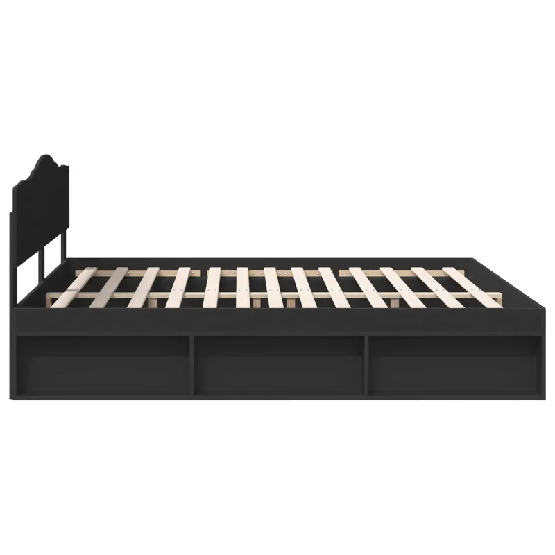 Lovos rėmas Juoda 180 x 200 cm Kietos pušies mediena