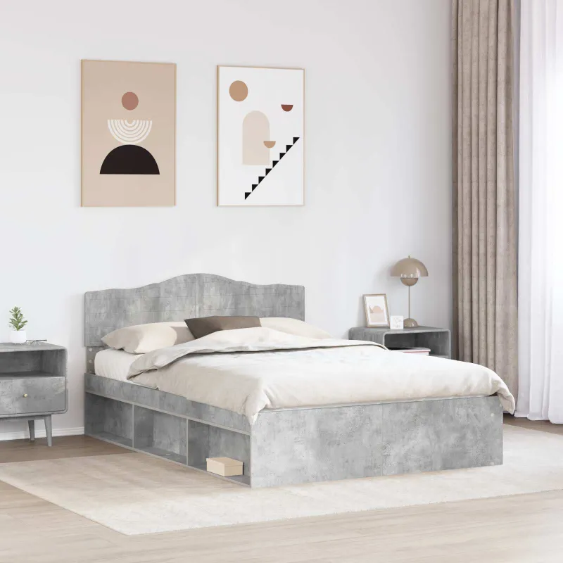 Lovos rėmas Betono pilka 150 x 200 cm Kietos pušies mediena