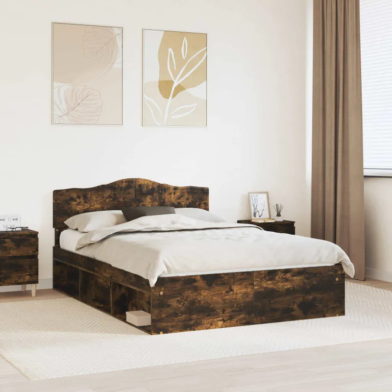 Lovos rėmas Rūkyta ąžuolas 150 x 200 cm Kietos pušies mediena
