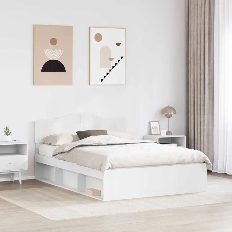 Lovos rėmas Balta 140 x 200 cm Kietos pušies mediena