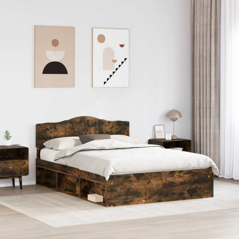 Lovos rėmas Rūkyta ąžuolas 140 x 190 cm Kietos pušies mediena