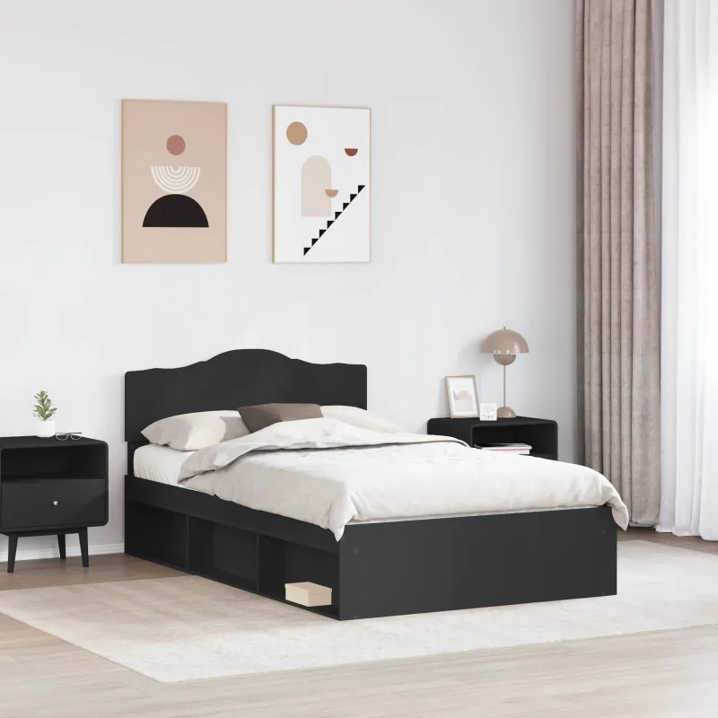 Lovos rėmas Juoda 120 x 200 cm Kietos pušies mediena