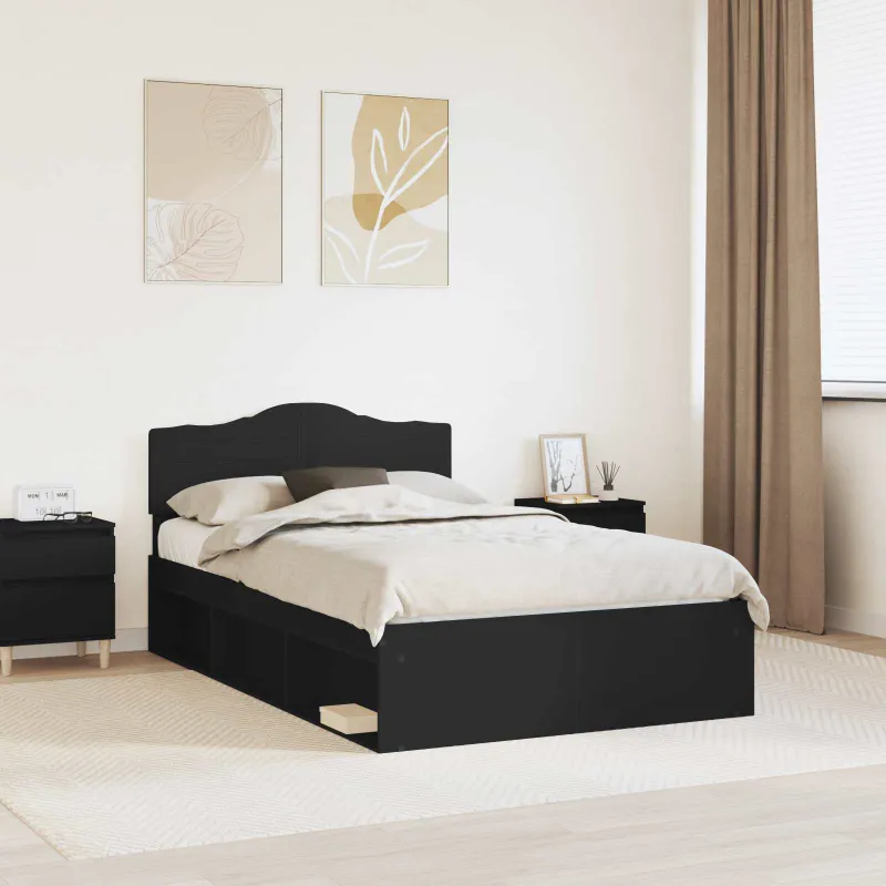 Lovos rėmas Juoda 120 x 190 cm Kietos pušies mediena