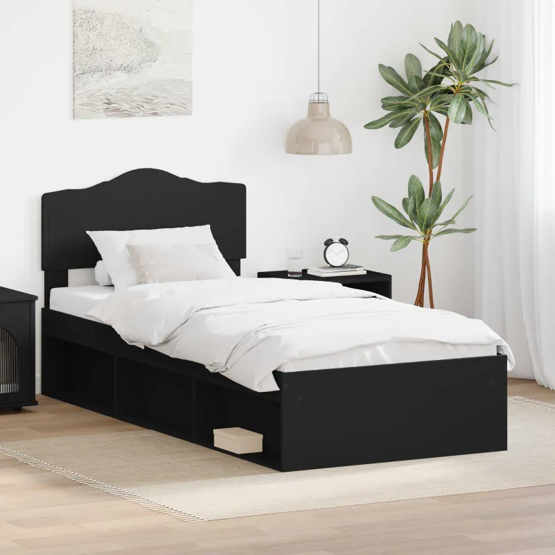 Lovos rėmas Juoda 100 x 200 cm Kietos pušies mediena