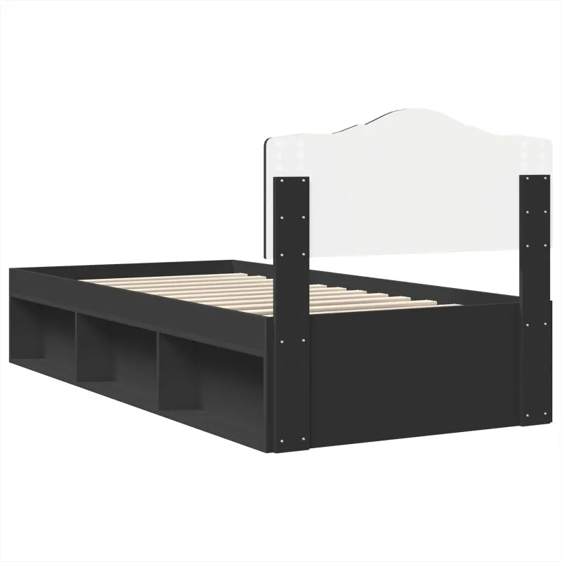 Lovos rėmas Juoda 100 x 200 cm Kietos pušies mediena
