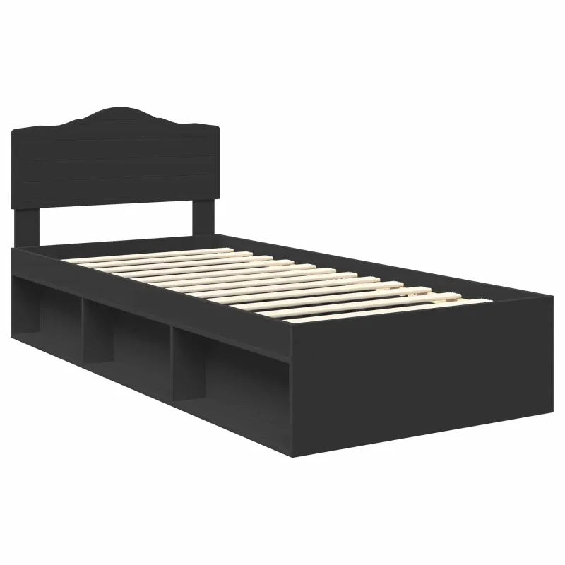 Lovos rėmas Juoda 90 x 200 cm Kietos pušies mediena
