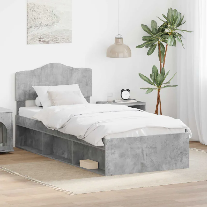 Lovos rėmas Betono pilka 90 x 190 cm Kietos pušies mediena
