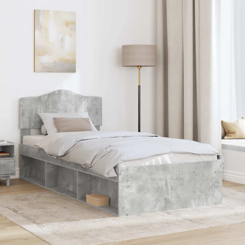 Lovos rėmas Betono pilka 90 x 190 cm Kietos pušies mediena