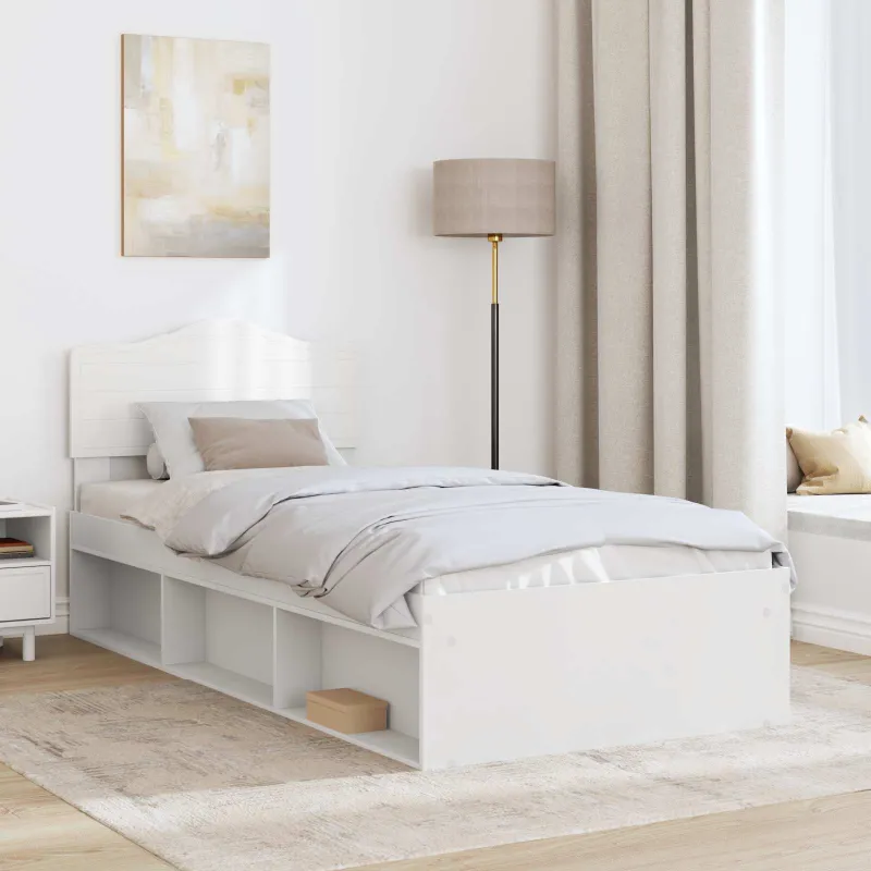 Lovos rėmas Balta 75 x 190 cm Kietos pušies mediena