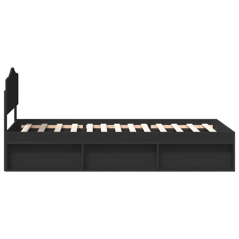 Lovos rėmas Juoda 75 x 190 cm Kietos pušies mediena