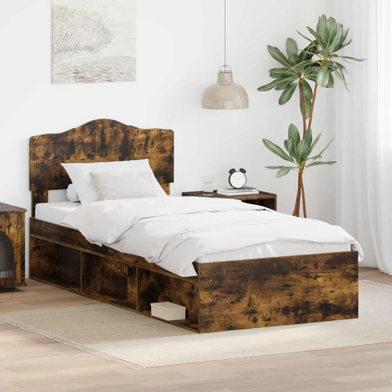 Lovos rėmas Rūkyta ąžuolas 75 x 190 cm Kietos pušies mediena