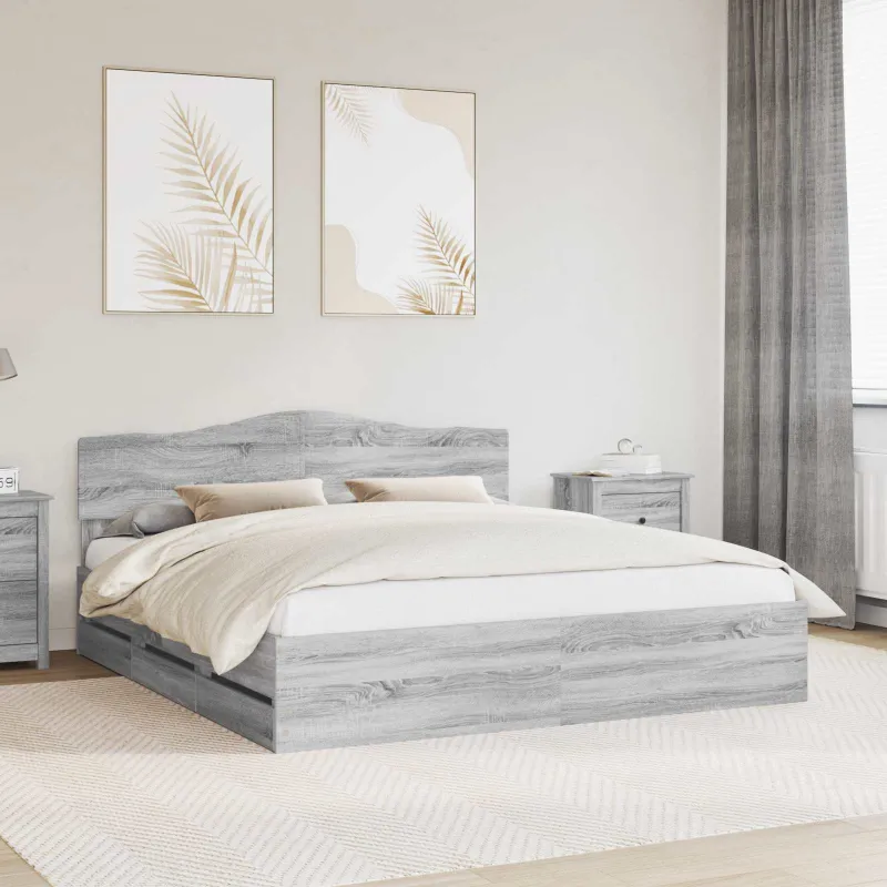 Lovos rėmas Pilkas Sonoma 200 x 200 cm Inžinerinė mediena