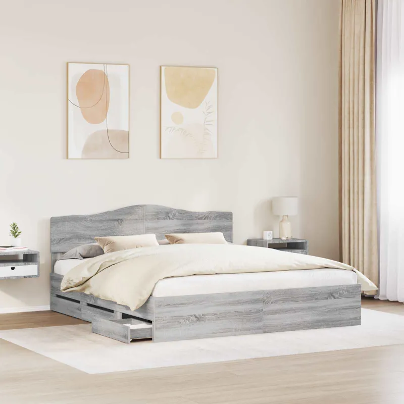 Lovos rėmas Pilkas Sonoma 200 x 200 cm Inžinerinė mediena