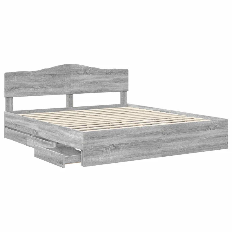 Lovos rėmas Pilkas Sonoma 200 x 200 cm Inžinerinė mediena