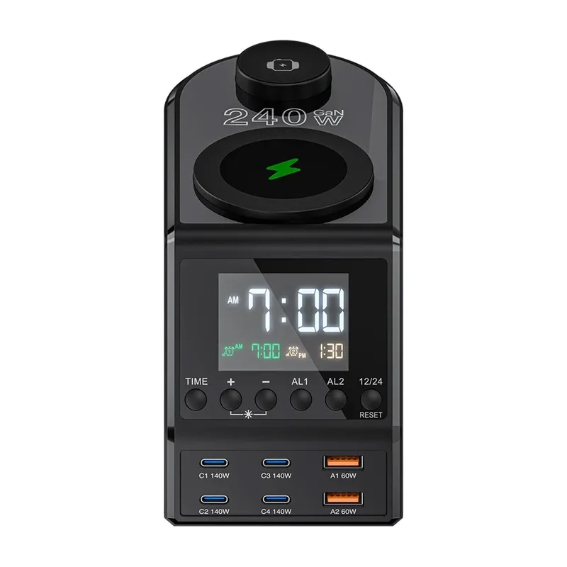 Blitzwolf BW-FW10 alarm clock with charger 2xUSB-A, 4xUSB-C, 240W universal
