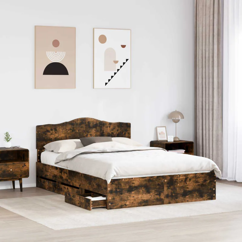 Lovos rėmas Rūkyta ąžuolas 150 x 200 cm Inžinerinė mediena