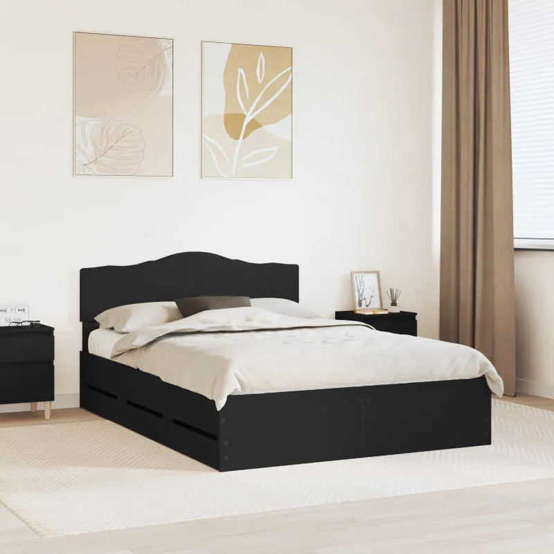 Lovos rėmas su stalčių Juoda 140 x 190 cm Inžinerinė mediena