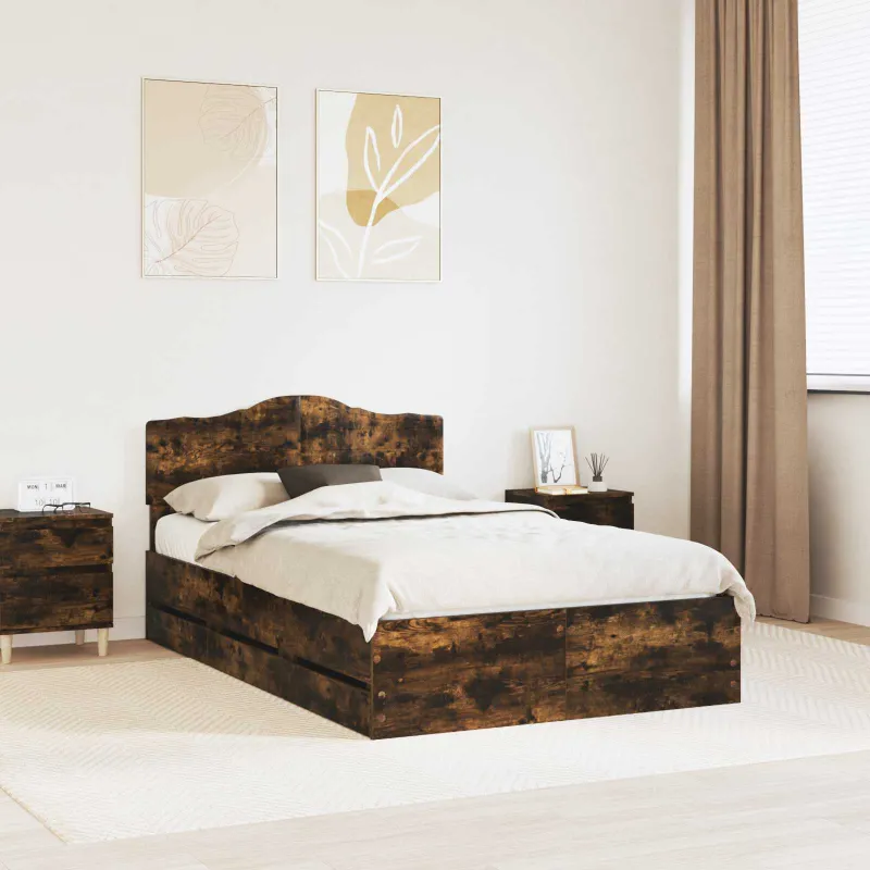 Lovos rėmas Rūkyta ąžuolas 120 x 200 cm Inžinerinė mediena
