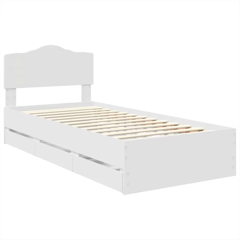 Lovos rėmas su stalčių Balta 75 x 190 cm Inžinerinė mediena