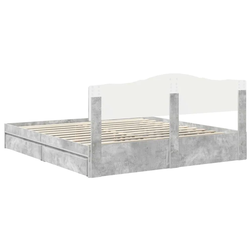 Saugos lova Betono pilka 200 x 200 cm Apdirbta mediena