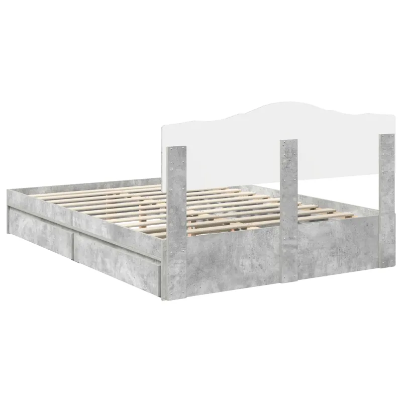 Saugos lova Betono pilka 150 x 200 cm Apdirbta mediena