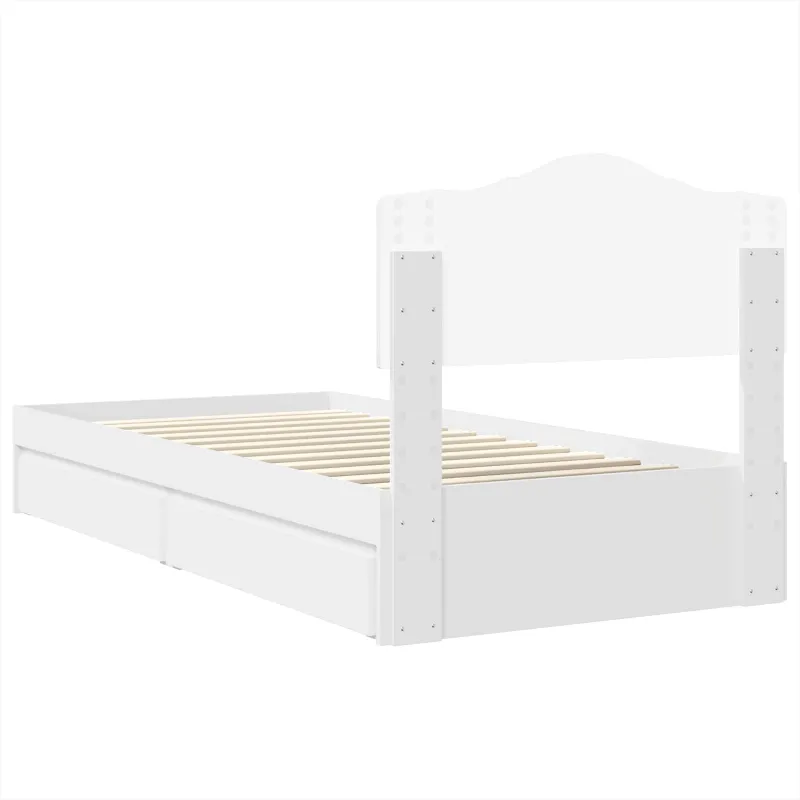 Saugos lova su galvūgalio Balta 90 x 200 cm Apdirbta mediena