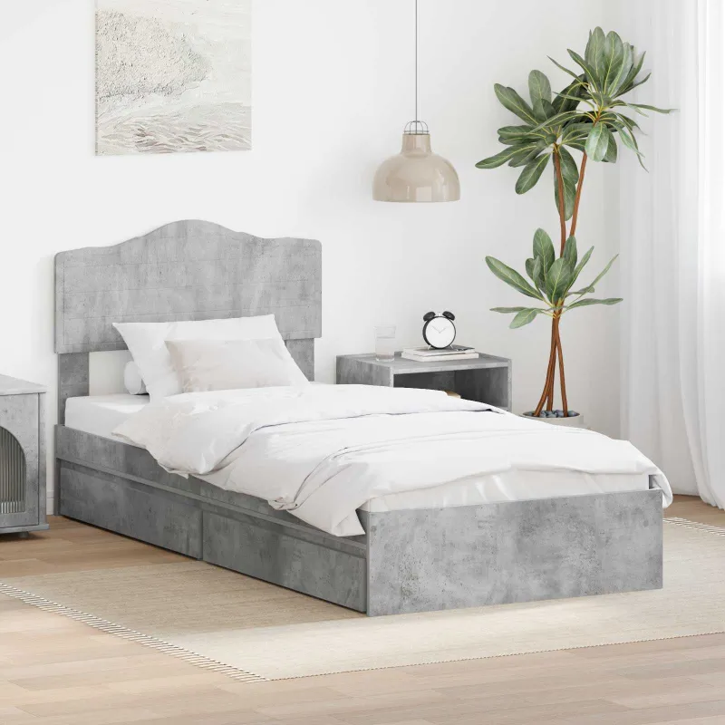 Saugos lova Betono pilka 70 x 190 cm Apdirbta mediena