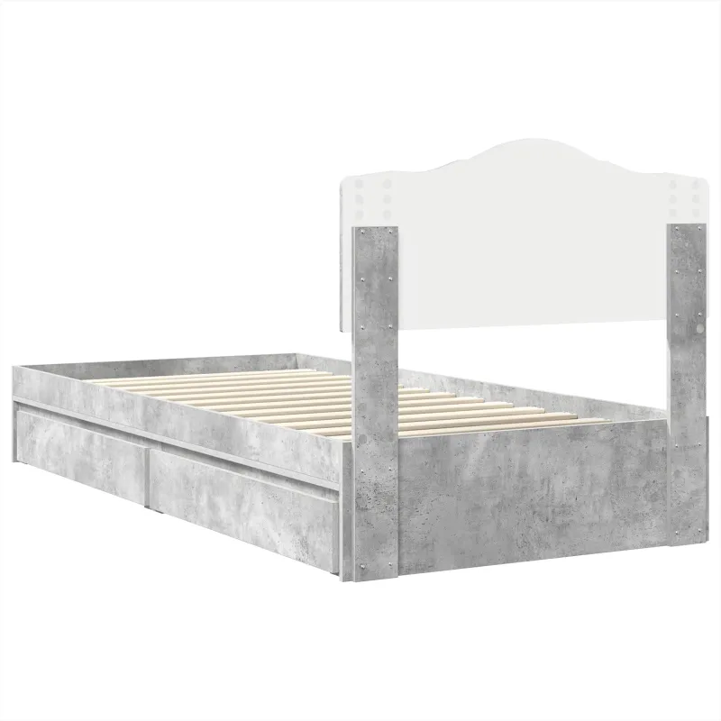 Saugos lova Betono pilka 70 x 190 cm Apdirbta mediena