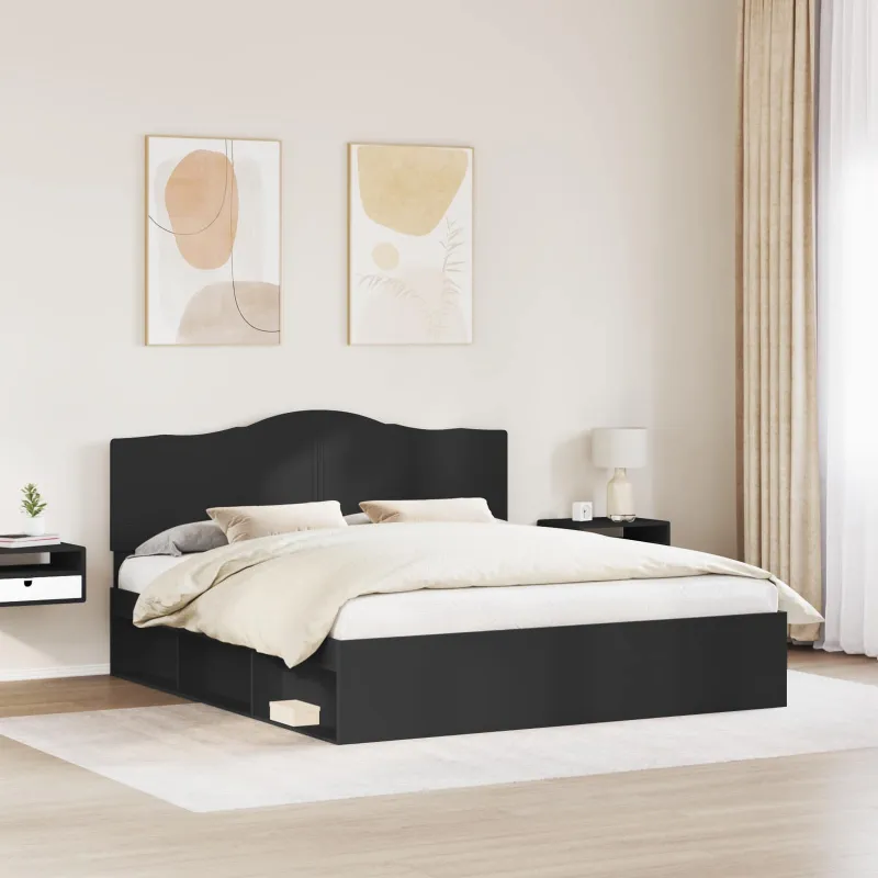 Lovos rėmas Juoda 200 x 200 cm Kietos pušies mediena