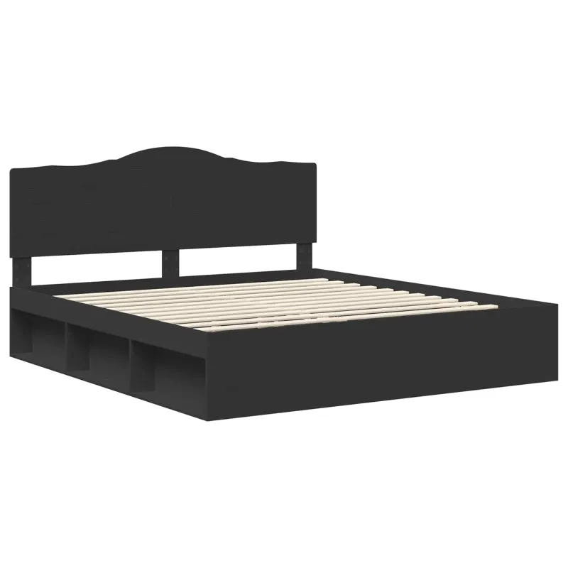 Lovos rėmas Juoda 200 x 200 cm Kietos pušies mediena
