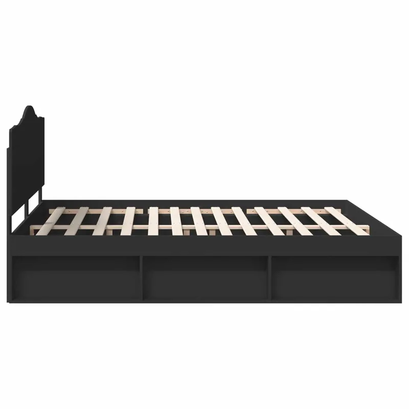 Lovos rėmas Juoda 200 x 200 cm Kietos pušies mediena