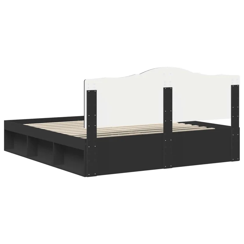 Lovos rėmas Juoda 200 x 200 cm Kietos pušies mediena